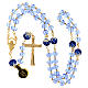 Rosario Madonna dorato grani cristalli blu 8x6 mm s4