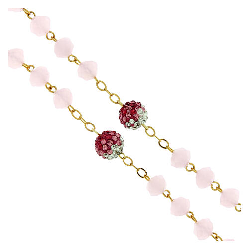 Rosenkranz Madonna in Gold mit rosa Kristallperlen 8x6 mm 3
