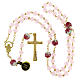Terço Nossa Senhora dourado com contas de cristal cor-de-rosa 8x6 mm s4