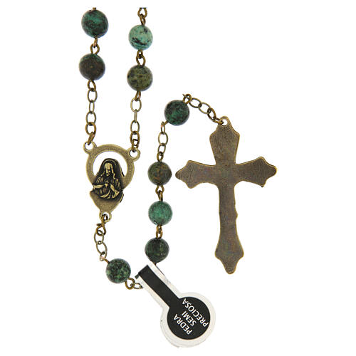 Bronze plated rosary with 0.24 in African turquoise beads 2