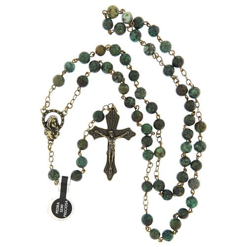 Chapelet bronze perles turquoise africaine 6 mm 4