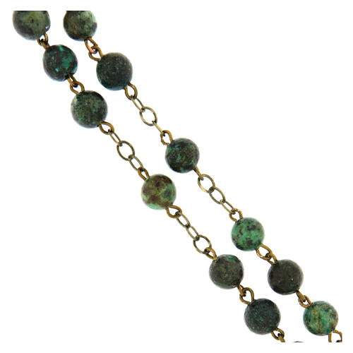 Terço em bronze com contas de turquesa africana 6 mm 3