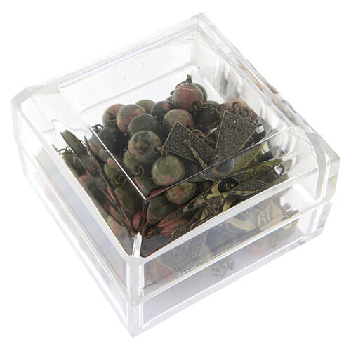 Bronzierter Rosenkranz aus Unakit-Perlen 8 mm 5