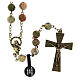 Bronze plated rosary with 0.31 in unakite stone beads s1