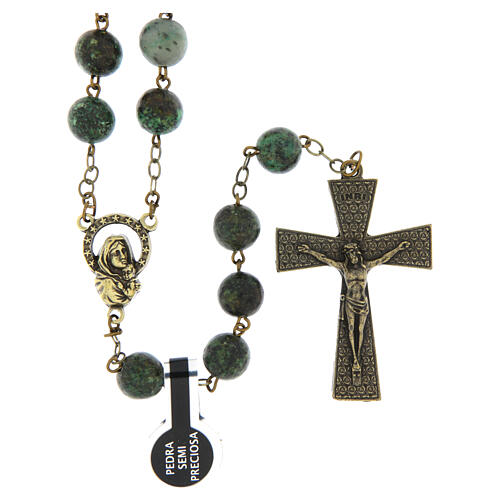 Chapelet bronze turquoise africaine 8 mm 1