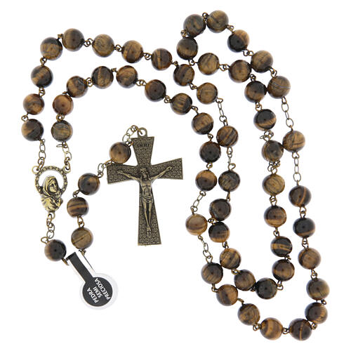 Terço efeito bronze contas olho de tigre 8 mm 4