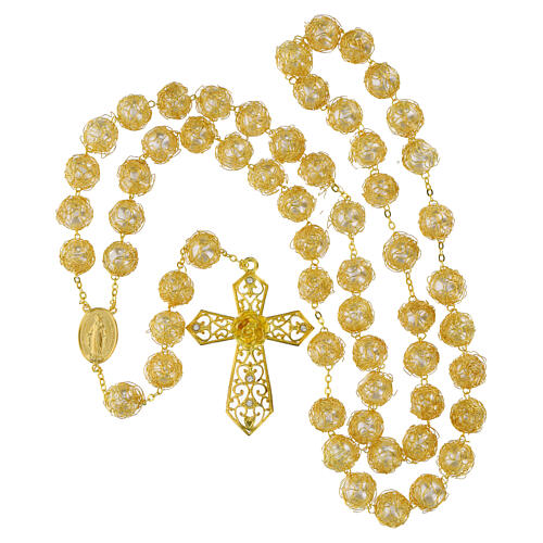 Chaplet Rosary Miraculous Mary with Pearl Effect Beads and Golden Thread, 18mm 4