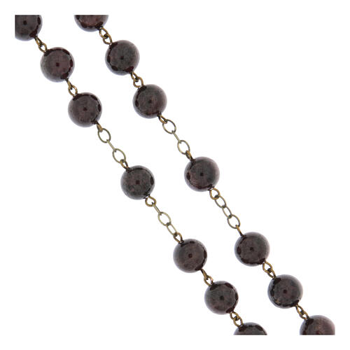 Bronzierter Rosenkranz Granat-Perlen 8mm 3