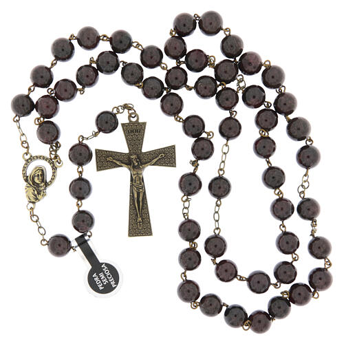 Bronzierter Rosenkranz Granat-Perlen 8mm 4