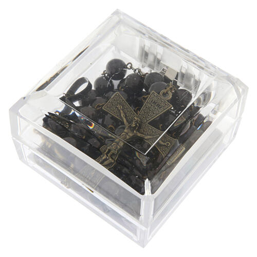 Bronzierter Rosenkranz Granat-Perlen 8mm 5