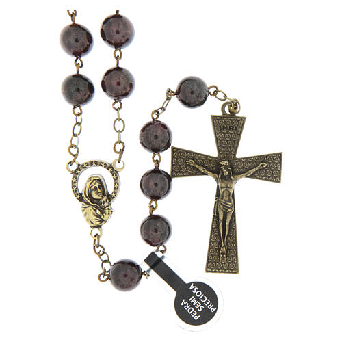 Bronze-coloured rosary with 0.31 in garnet beads 1
