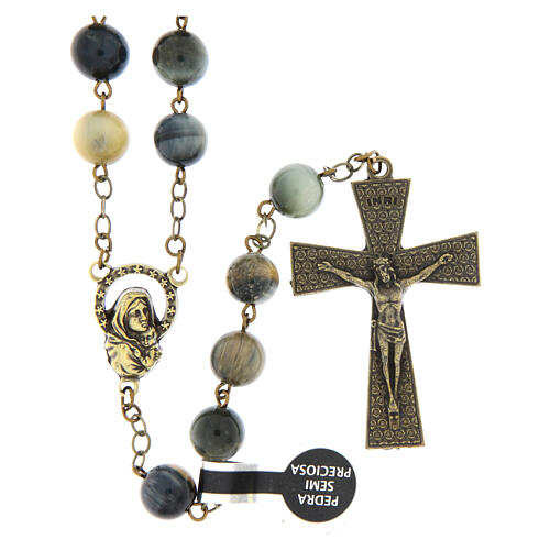Bronze-coloured rosary with 0.31 in mixed tiger's eye beads 1