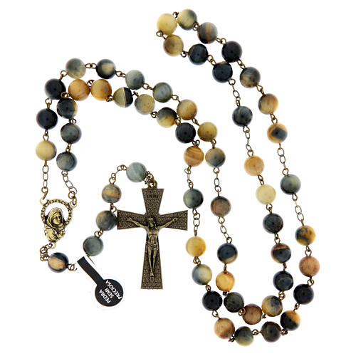 Bronze-coloured rosary with 0.31 in mixed tiger's eye beads 4