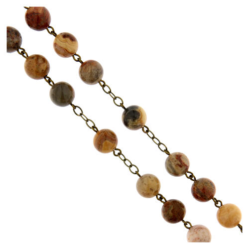 Bronzierter Rosenkranz Crazy Achat-Perlen 8mm 3