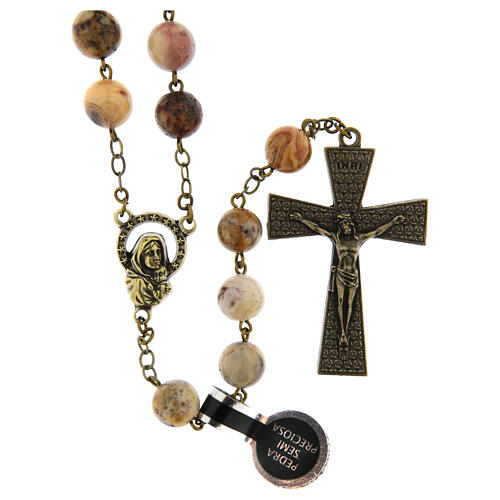 Bronze-coloured rosary with 0.31 in crazy agate beads 1
