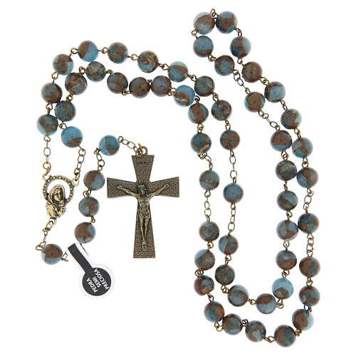 Bronze-coloured rosary with 0.31 in light blue lake agate beads 4