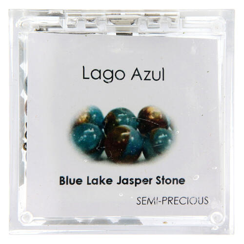 Terço em bronze, ágata de lago azul 8 mm 6