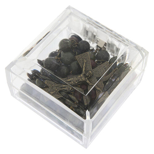 Bronzierter Rosenkranz aus Drachenblut Jaspis-Perlen 8mm 5