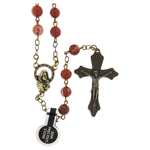 Bronze-coloured rosary with 0.24 in Sardinian jasper beads 1