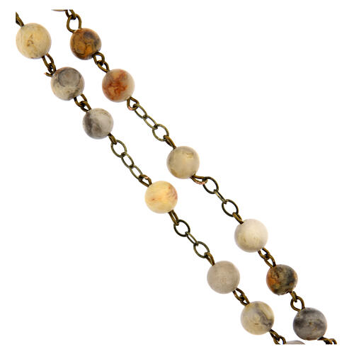 Chapelet fin. bronze perles agate crazy 6 mm 3