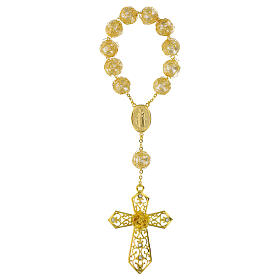 Zehner-Rosenkranz Wundertätige Madonna mit Perleneffekt goldener Draht und Perlen 18mm