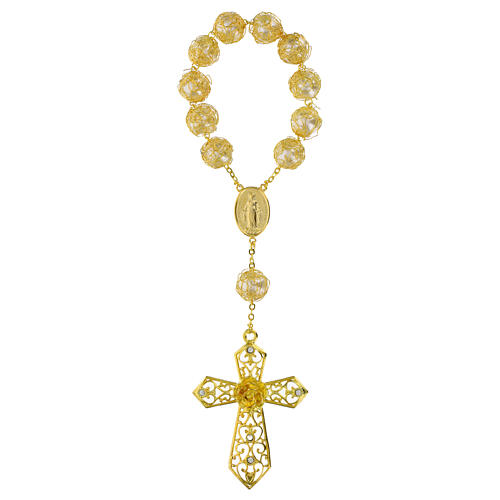 Zehner-Rosenkranz Wundertätige Madonna mit Perleneffekt goldener Draht und Perlen 18mm 1