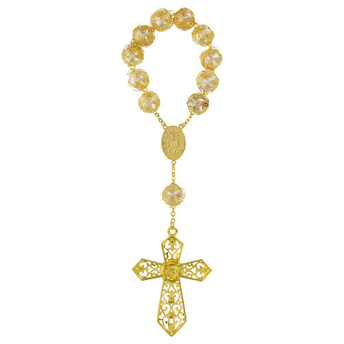 Zehner-Rosenkranz Wundertätige Madonna mit Perleneffekt goldener Draht und Perlen 18mm 4