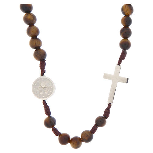 Rosary necklace of Our Lady of Graces, 0.24 in tiger's eye beads 2