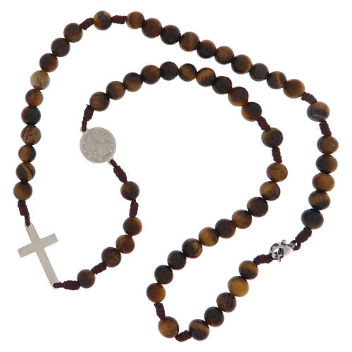 Rosary necklace of Our Lady of Graces, 0.24 in tiger's eye beads 3