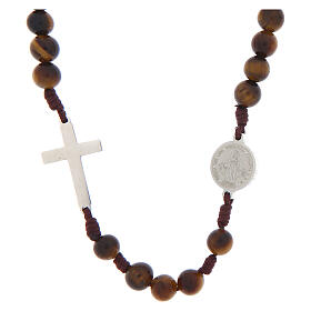 Miraculous Mary Tiger Eye Rosary Necklace 6mm