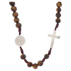 Miraculous Mary Tiger Eye Rosary Necklace 6mm