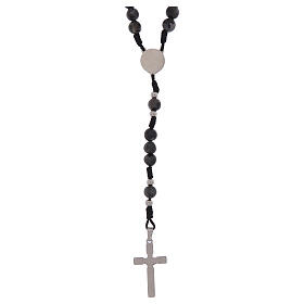 Rosario Madonna di Fatima corda nera labradorite 6mm