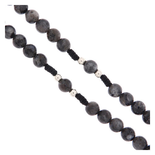Rosario Madonna di Fatima corda nera labradorite 6mm 3