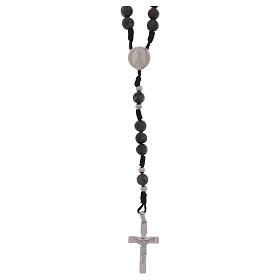 Różaniec Matki Boskiej z Fatimy z labradorytem na czarnej lince, 6 mm