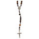 Brown cord rosary with tiger's eye beads of 0.24 in and Miraculous Medal s1