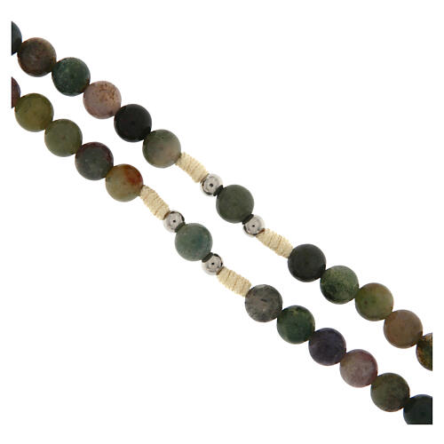 Rope rosary with Our Lady in prayer, 0.24 in Indian agate beads 3