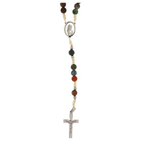 Rosario Madonna in preghiera corda grani agata indiana 6mm