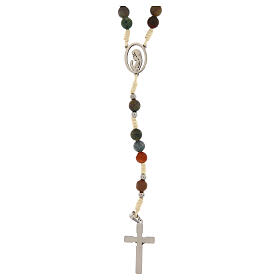 Rosario Madonna in preghiera corda grani agata indiana 6mm