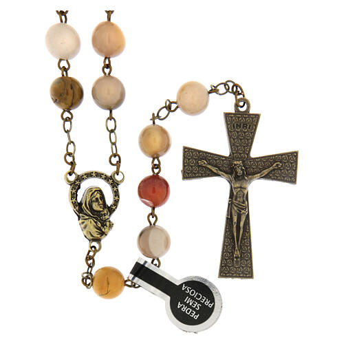 Bronze-finished rosary with 0.31 in mookaite jasper beads 1