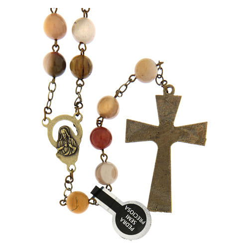 Bronze-finished rosary with 0.31 in mookaite jasper beads 2