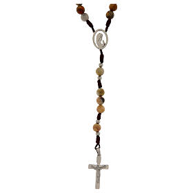 Terço corda marrom Nossa Senhora em oração de ágata crazy de 6 mm