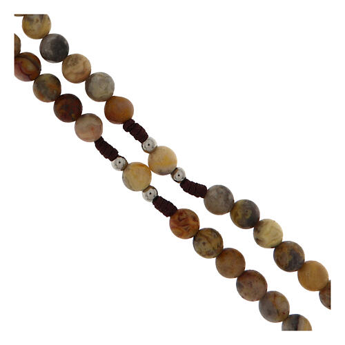 Brown Cord Virgin Rosary in Crazy Agate, 6mm 3
