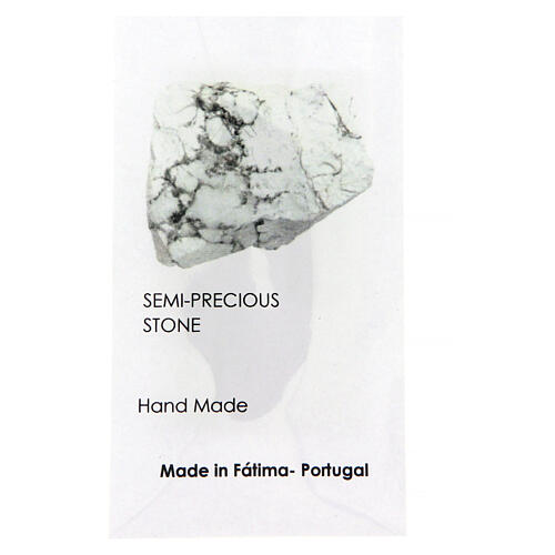 Rosario Madonna Miracolosa corda nera howlite bianca 6mm 5