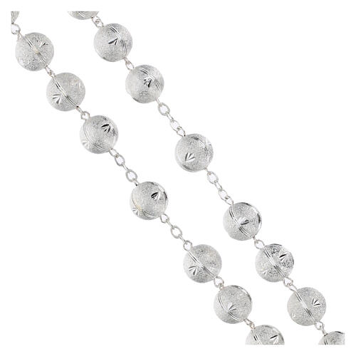 Chapelet mural Vierge Miraculeuse grains laiton argenté 14 mm 3