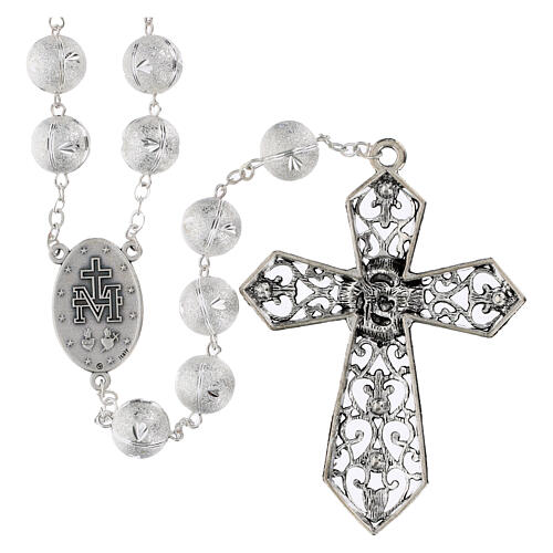 Miraculous Mary Chaplet Rosary with Silver-Plated Brass Beads, 14mm 2