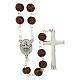 Rosario Madonna di Fatima grani glitter marroni e gialli 8mm s2