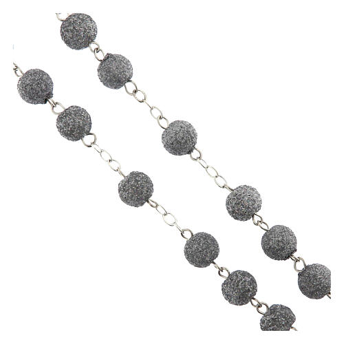 Rosario Madonna di Fatima grani glitter grigio perla 8mm 3