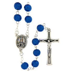 Lady of Fatima Rosary with Electric Blue Glitter Beads, 8mm