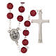 Rosario Madonna di Fatima grani glitter rossi 8mm s2