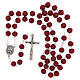 Rosario Madonna di Fatima grani glitter rossi 8mm s4